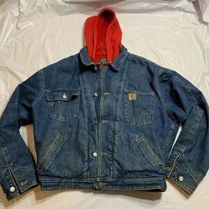 Vintage Ralph Lauren Denim Polo Country Denim Hoodie Sweater Trucker Jacket Sz M